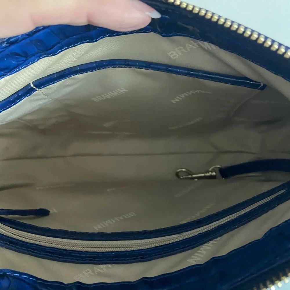 🔥RARE🔥Brahmin Ink Leontyne Mod Shayna Crossbody With Chain Navy Blue - Picture 3 of 9